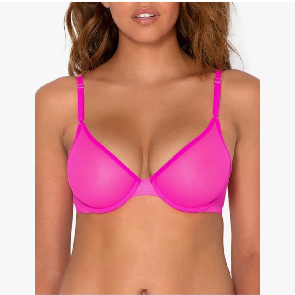 🔥 Sexy hot pink mesh bra withh gold hardware